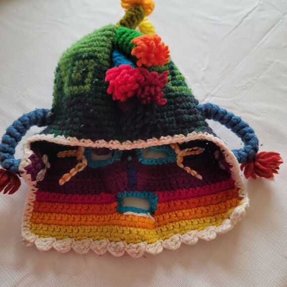 Handmade Aya Huma Diablo Umo Mask Ancient Inca Ecuador Inti Raymi Rainbow Mohawk - Picture 3 of 5